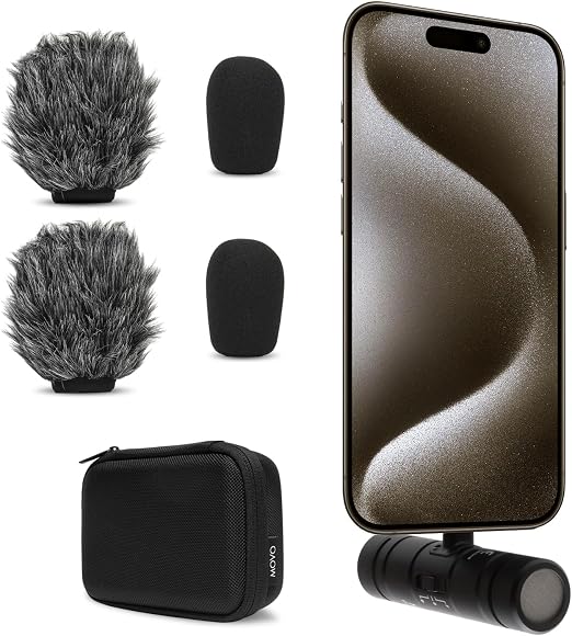 Movo DoubleMic-UC Dual Capsule USB C Microphone for iPhone 15/16/17 - Two-Sided Cardioid Condenser Microphone for Video Recording- Mic for iPhone 15/16/17