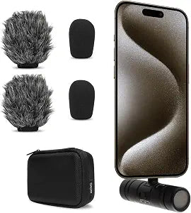 Movo DoubleMic-UC Dual Capsule USB C Microphone for iPhone 15/16/17 - Two-Sided Cardioid Condenser Microphone for Video Recording- Mic for iPhone 15/16/17