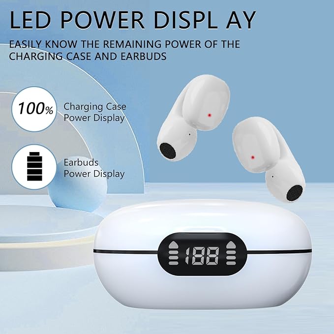 Wireless Earbuds,Wireless Ear Clip Bone Conduction Headphones,Open Sport Bone Earbuds,Bluetooth 5.3 Bone Conduction Head,Running Workout Painless Wearing Earring Earphone,for iOS Android Samsung