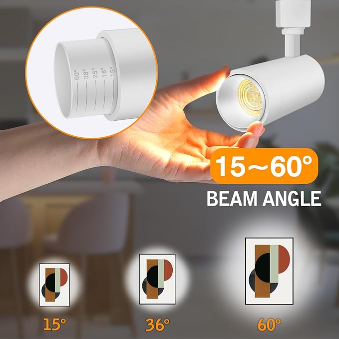 【2025 Upgraded】9-CCT Zoomable 12W LED Track Light Heads with Remote Dimmable H Track Lighting heads Bright Spotlight for Kitchen Dining Room 2700K/3000K/4000K/5000K/6500K 15°~60° 1200lm White 8 Pack