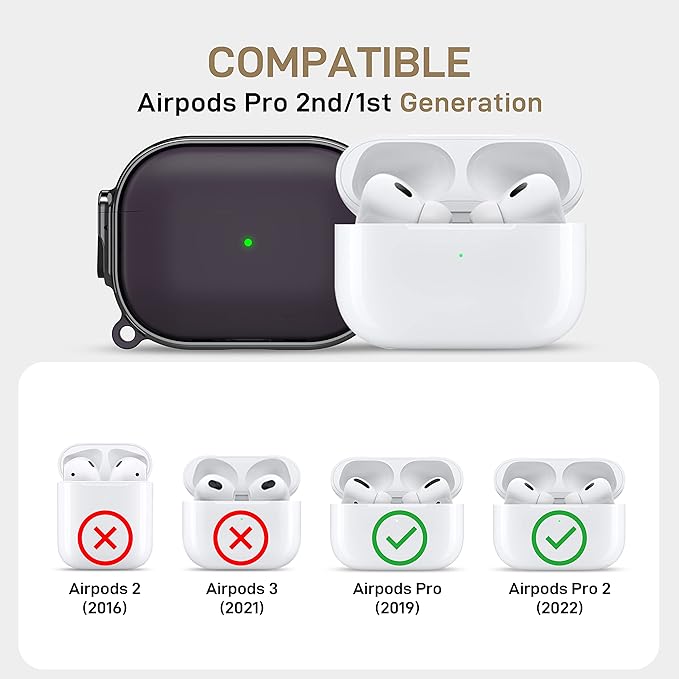 Maxjoy for AirPods Pro 2nd/1st Generation Case with Lock, Cute AirPods Pro 2 Case Lock Protective Hard AirPod Pro Cover for Women Men with Keychain for Airpod Pro (2023/2022/2019), Purple/Grey