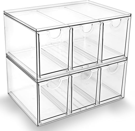 Prsildan Tea Bag Organizer K Cup Holder Drawer Coffee Pods Storage, 2 Pack