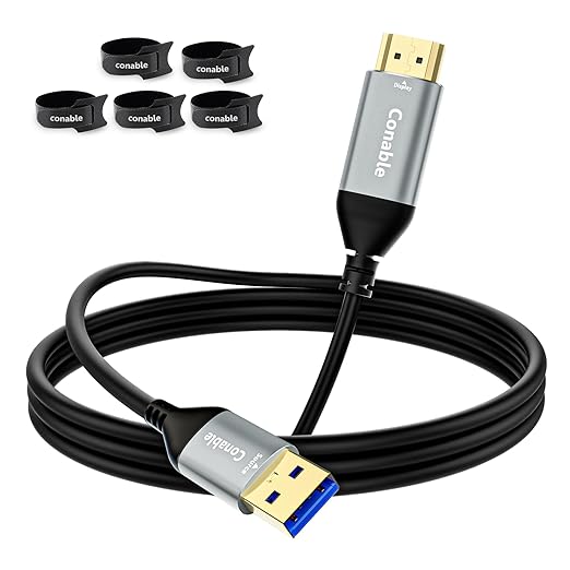 USB to HDMI Adapter Cable 6 FT, Unidirectional USB-A 3.0 to HDMI HD Audio Video, Real 2K/1080P@60Hz, for TV, Projector, Monitor, ONLY Support Windows 11/10/8/8.1/7, Mac OS, Need to Install Driver