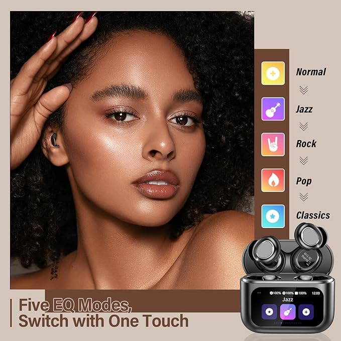 Sleep Earbuds Bluetooth 5.4 in Ear Touch Screen Sleep Headphones, Small Design Mini Sleep Earbuds for Side Sleepers with Sleep Mode, 48H Playtime Sleep Earphones Clear Calls, Light Black