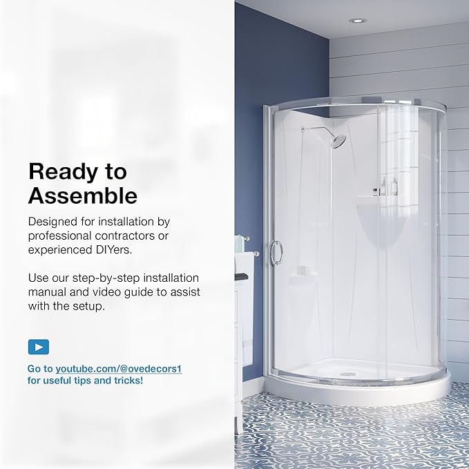 OVE Decors Breeze 32 in. Corner Shower Clear Sliding Door with Included Walls and Base in Satin Nickel Finish