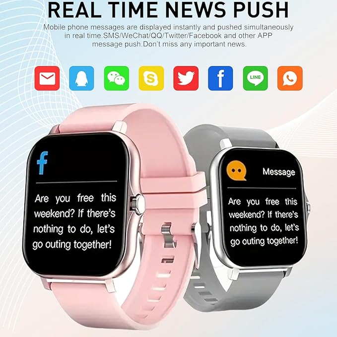 Smart Watch, 1.81" Upgraded Full Touchscreen Smart Watch for Android iPhones with Heart Rate Blood Pressure Monitor, Multiple Sports Fitness Tracker with Smart Watches for Women Men (Pink)