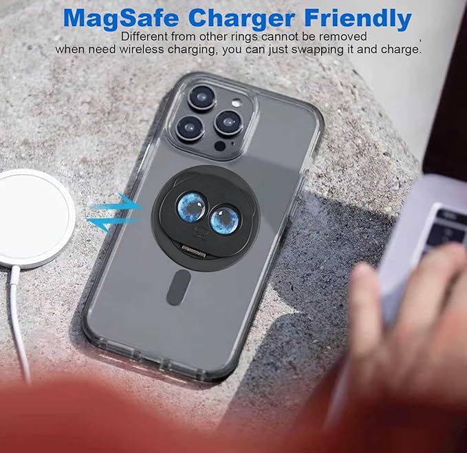 Magnetic Phone Ring for MagSafe Grip with 360° Rotation & Strong Magnet Phone Ring Holder Grip– Universal Compatible with iPhone 17/16/15/14/13 Pro Max Mag Safe Accessories Android