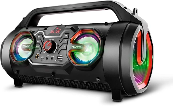 Portable Bluetooth Speaker with Subwoofer, Wireless Speakers with Booming Bass, FM Radio, RGB Lights, EQ, Stereo Sound, 10H Playtime, 30W Loud Speaker for Home, Outdoor, Party, Travel, Camping, Gifts