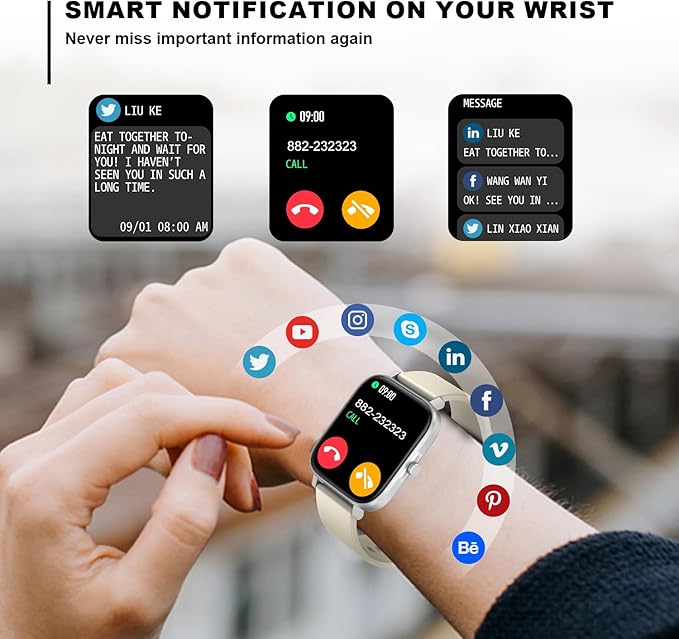 Smart Fitness Tracker Watch with Heart Rate Monitor, Activity Tracker with Pedometer, Sleep Monitor, Calories & Step Counter, Waterproof Smart Watch for Women Men Fitness Watch for Sports