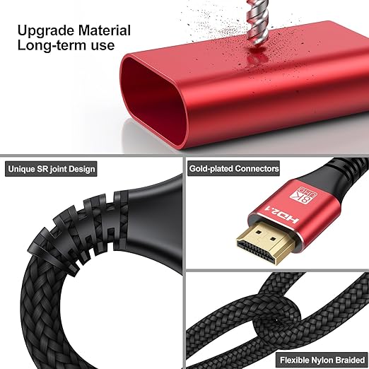 HDMI Extender 8K HDMI Extension Cable 1.5FT, HDMI 2.1 Male to Female Adapter Extension Cord 8K@60Hz, 4K@120Hz, 2K, 3D, HDR Compatible with Roku TV Stick, HDTV, PS5/PS4, Laptop, Monitor, Projector, PC