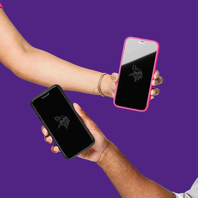 NFL Minnesota Vikings Clear Screen Protector for iPhone 14 Pro - with Disappearing Logo - Scratch-Resistant and Easy-to-Install Screen Protectors (Includes Installation Tray)