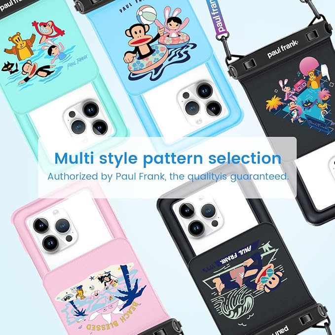 Paul Frank Floating Waterproof Phone Pouch - 2 Pack, [Up to 8.5''] Double Space IPX8 Waterproof Phone Case with Lanyard for iPhone 17 16 15 Pro Max, Cellphone Dry Bag for Beach Vacation Essentials