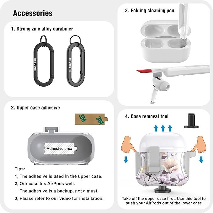 wenew Compatible with AirPods 4th Generation Case Cover with Phone Stand, Cleaner, Clip, Compatible with Magsafe Charger, One-Click Pop Open Lock iPod 4th Case (Gray, AirPods 4th)
