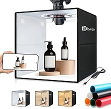 12x12 Inch Portable Folding Photo Studio Box with Dimmable Ring Light, 3 Color Temperatures & 6 Backdrops for Product Photography, YouTube Videos, Smartphone - Image 1