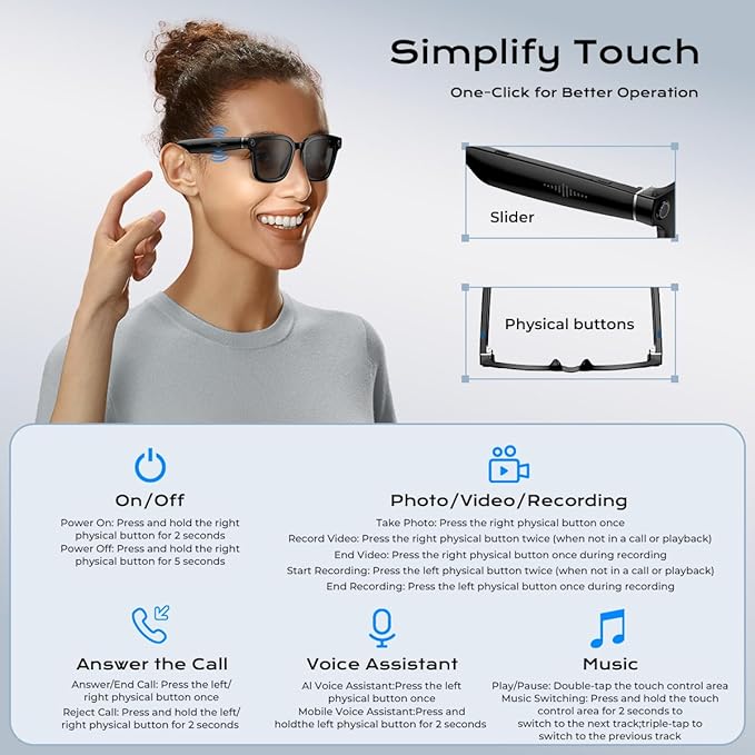 AI Smart Glasses,HD 1080P Camera Glasses with Video Recording & Photo Taking,140+ Language Real-Time Translation Glasses Perfect for Travel, Business