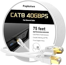 Cat 8 Ethernet Cable 75 ft, Shielded RJ45 Flat Network LAN Cable - Image 1