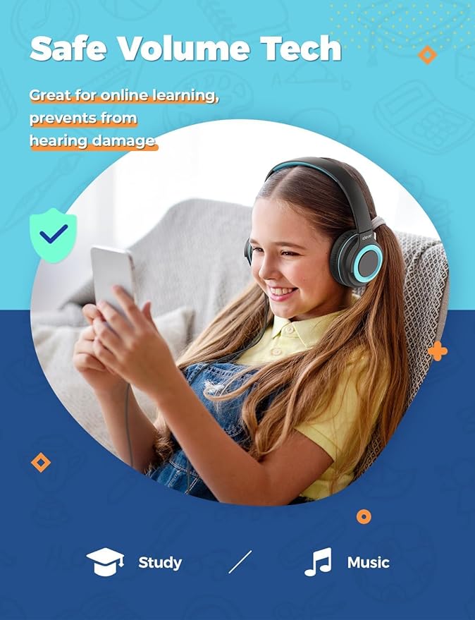 iClever 2Pack Kids Headphones with Sharing Splitter - 85dBA Safe Volume Limited - HS22 Wired Headphones for Kids Teens, Tangle-Free 3.5mm Jack Foldable Stereo Headphone for School/Tablet/Travel