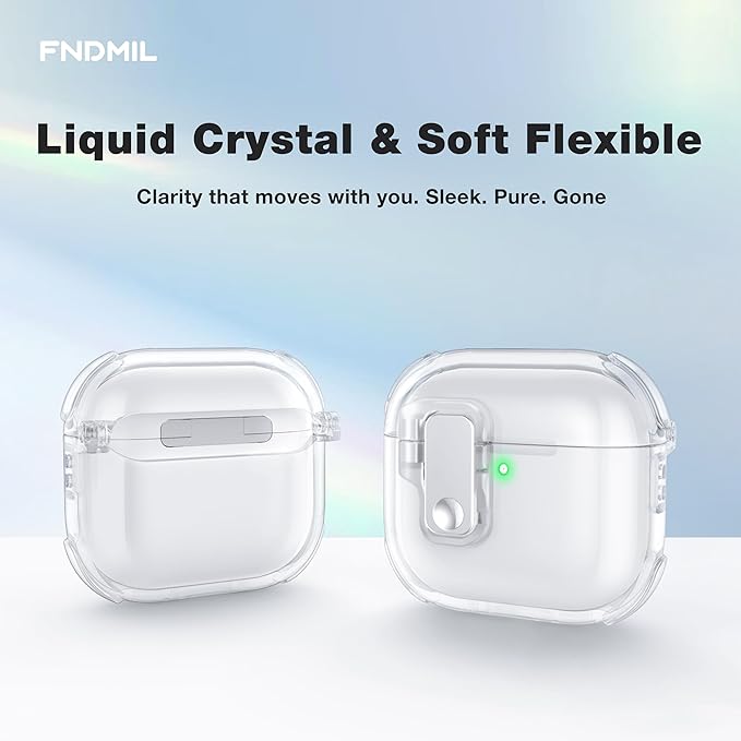 Clear Case for AirPods 4 Case Cover with [Lock Safety & Pop Up][Military Shockproof] Anti-Yellow Transparent Soft TPU Wireless Charging for AirPods 4th Generation Case with Keychain,Clear