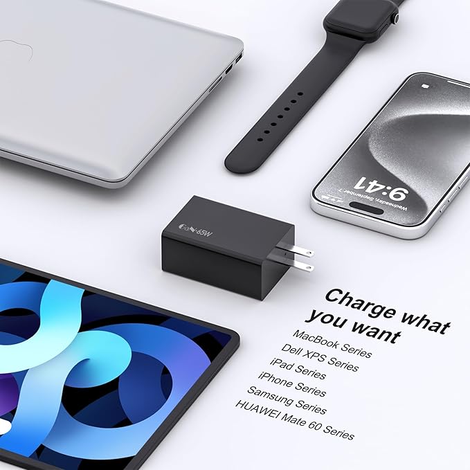 Samsung 65W USB C Charger, 3 Ports GaN Fast Wall Charger Block, Max capacity 65W for MacBook Pro/Air, iPhone 17/17 Plus/17 Pro Max/16 Pro, iPad Pro,Samsung Galaxy S26 Ultra/S26/S26+/S25 Ultra/S25/S25+