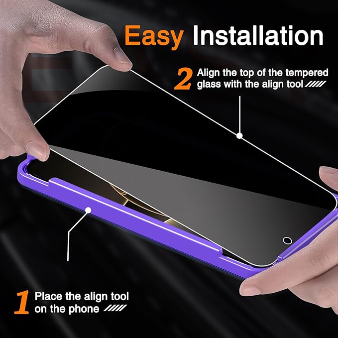 Wiaocit 3 Pack Tempered Glass Privacy Screen Protector for iPhone 16 Pro Max with 3 Pack Camera Lens Protector, 9H Hardness, Bubble Free, Case Friendly