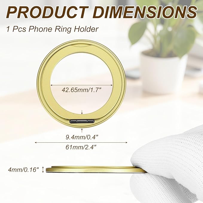 PATIKIL 2Pcs Phone Ring Holder, Metal 360 Rotation Magnetic Phone Grip Holder Stand with Adhesive Backing Smartphone Finger Grip Kickstand for Tablet Case Car Mount Accessory, Yellow