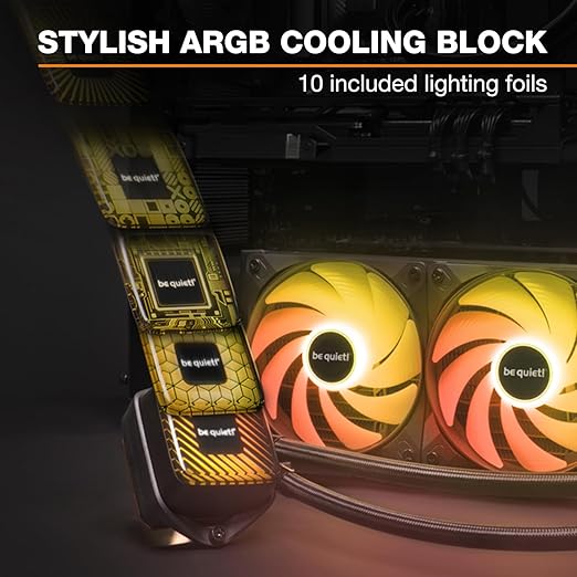 be quiet! Pure Loop 3 LX 240 mm, All-in-One Water Cooling, 2 Light Wings LX 120 mm PWM High-Speed Fans, ARGB Cooling Block Featuring 10 Included Lighting foils, Very high Cooling Performance