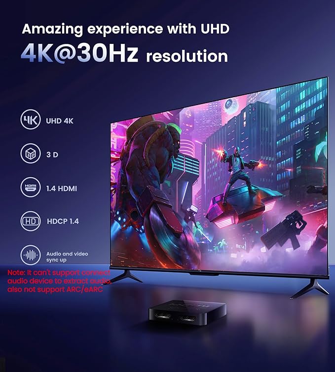 avedio links HDMI Splitter 1 in 2 Out [w/ 4 Ft Hdmi Cable]Not for Extended Display-Mirror Same Screen Only, 4K 1x2 HDMI Splitter 1 to 2 for 3D 1080P@60Hz, Copy 1 Source to 2 Displays at The Same Time