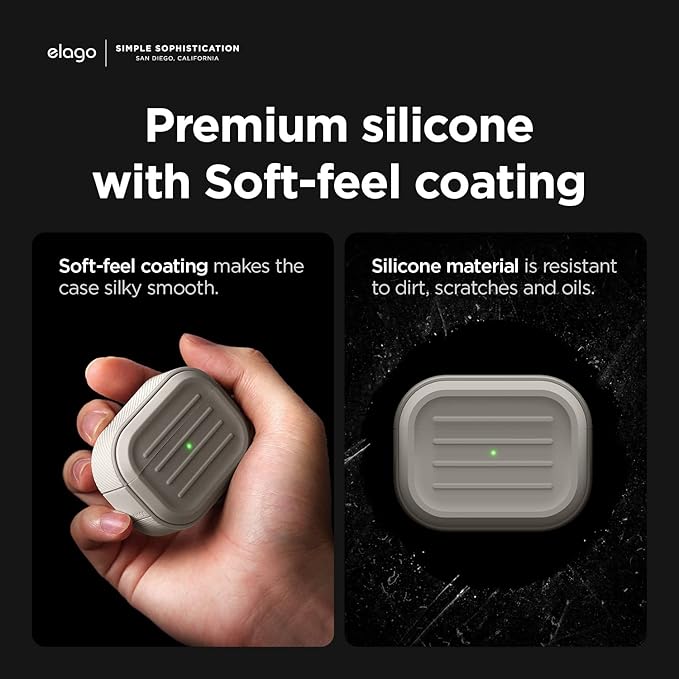 elago Armor Case Compatible with AirPods Pro 2 Case - Lanyard Included, Supports Wireless Charging, Shock Resistant, Full Protection (Stone)
