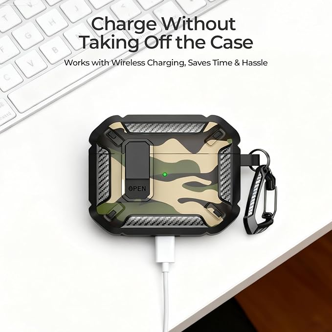 for AirPods Pro 2 Case for AirPods Pro2rd Gen | Full Drop Protection with Carabiner Keychain | Cute AirPods Pro 2st/1nd Generation Case for Men Women