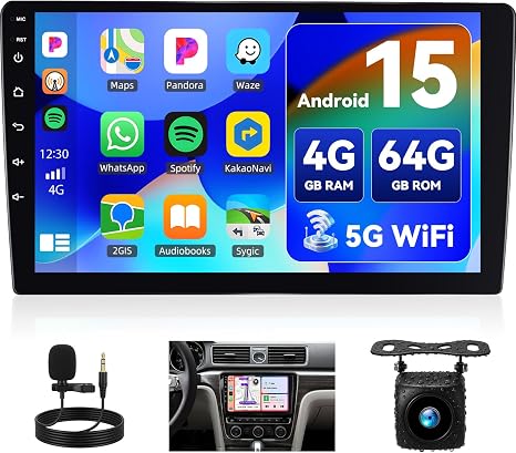10.1 Inch HD Car Radio Carplay Screen for Car with 5GWiFi,Double Din Car Stereo with Wireless CarPlay Android Auto GPS Navigation Bluetooth,FM/RDS,SWC EQ+Backup Camera[4G+64G]