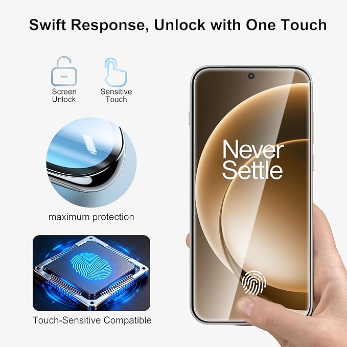 2+2 Pack for OnePlus 15 Screen Protector and Camera Protector, Fingerprint Support, Bubble-Free, Case Friendly, 9H Hardness Clear Tempered Glass