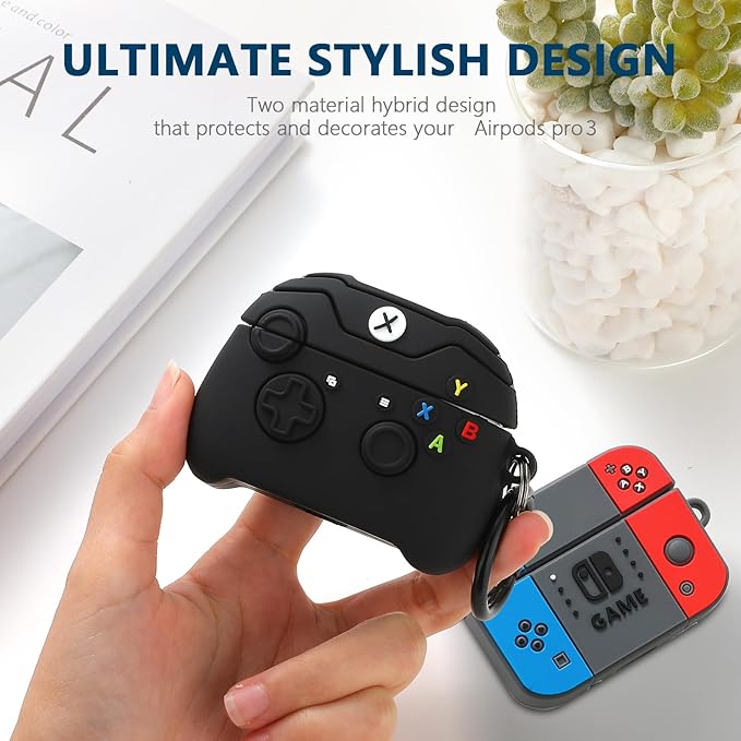 [2Pac] Compatible Airpods Pro 3 Case(2025),Cute Gamepad Design Cases Soft Silicone Protective Cases for Apple AirPods Pro 3rd Generation Case,Airpod Pro 3 Cover with Keychain for Men/Boy