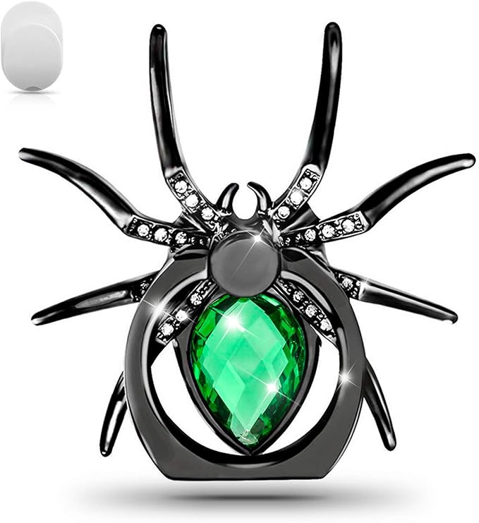 Allengel Spider Phone Ring Holder Stand, Animal Phone Ring Finger Grip Rhinestone Phone Kickstand for All Smartphone - Green