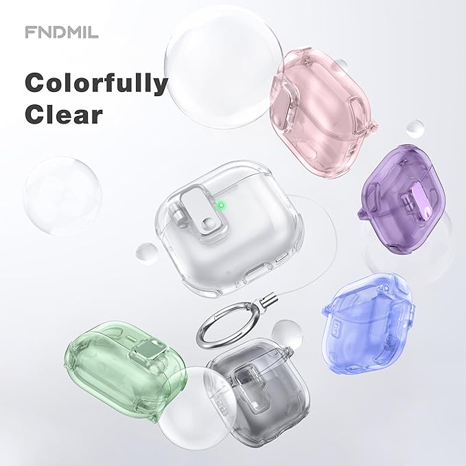 Clear Case for AirPods 4 Case Cover with [Lock Safety & Pop Up][Military Shockproof] Anti-Yellow Transparent Soft TPU Wireless Charging for AirPods 4th Generation Case with Keychain,Clear