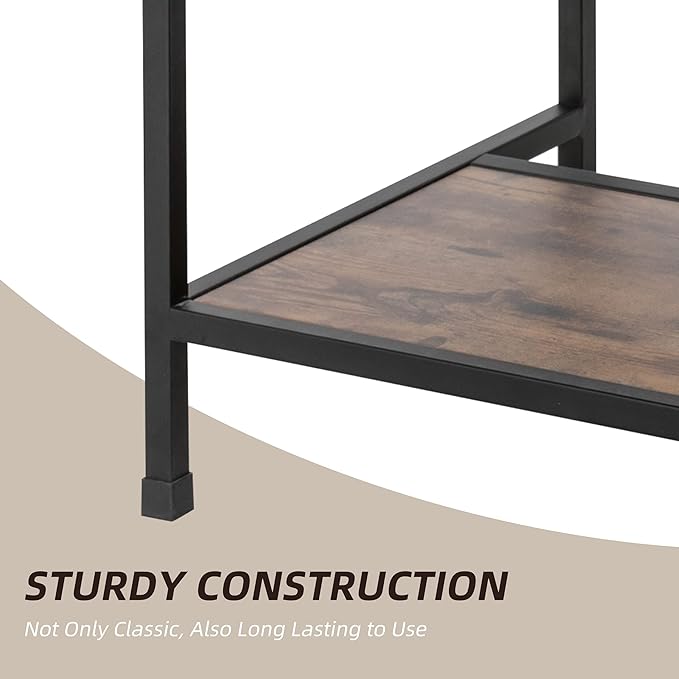 eclife 36" Bathroom Vanity Sink Combo Modern Metal Stand Cabinet W/Bottom Shelf & Storage Side Cabinet, Rustic Brown (Without Sink)