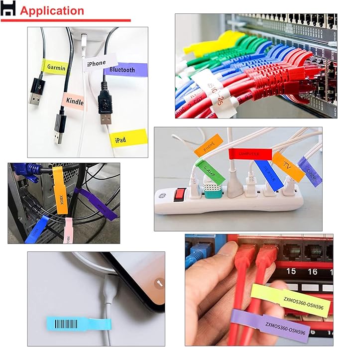 240 Pcs 8 Colours Cable Labels - Tear Resistant Self-Adhesive Identification Tags - Waterproof Wire Cord Label Stickers for Marking & Organizing Cables in Office, Home, School
