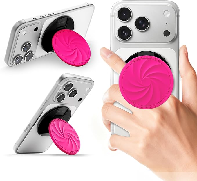 ORNARTO Vortuxe for MagSafe Phone Grip with Kickstand, Soft Liquid Silicone Finger Loop Grip, Phone Ring Holder for Back of Phone, Premium Build & Comfy Touch, Hot Pink