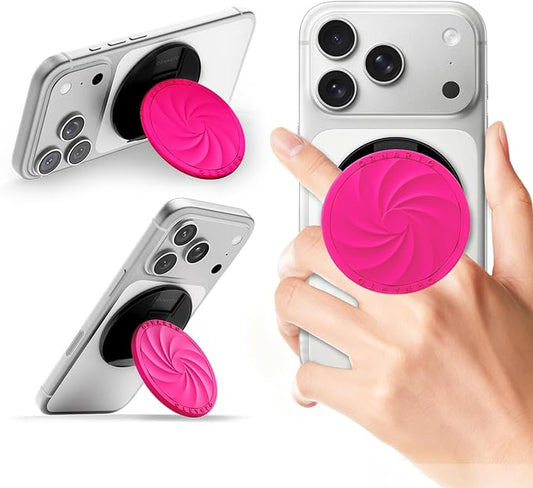 ORNARTO Vortuxe for MagSafe Phone Grip with Kickstand, Soft Liquid Silicone Finger Loop Grip, Phone Ring Holder for Back of Phone, Premium Build & Comfy Touch, Hot Pink
