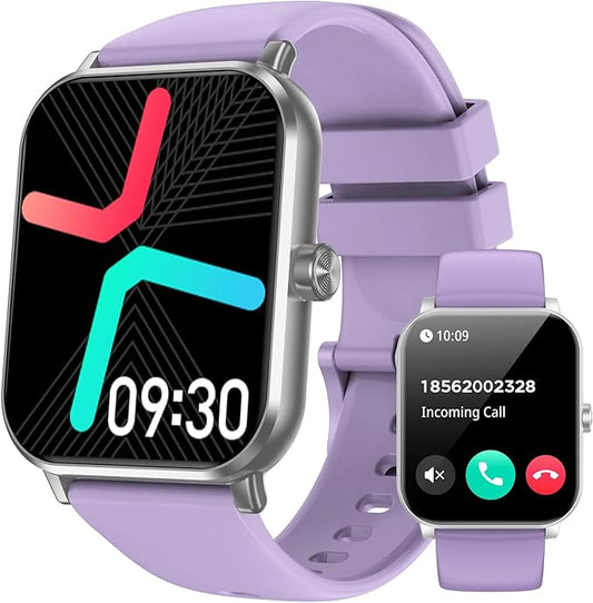 Smart Watches for Men Women, 1.83" HD Fitness Tracker with Bluetooth Calling, 130+ Sports Modes, Heart Rate Monitor, Sleep Tracker, 5 ATM Water-Resistance, Pedometer for Android iOS (Purple)
