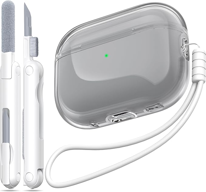 Airpods Pro 2nd/1st Generation Case Cover, Compatible with Airpods Pro Case 2nd Gen USB C Charging Port, Clear Soft Transparent Military Grade Shockproof Case, Clear Black