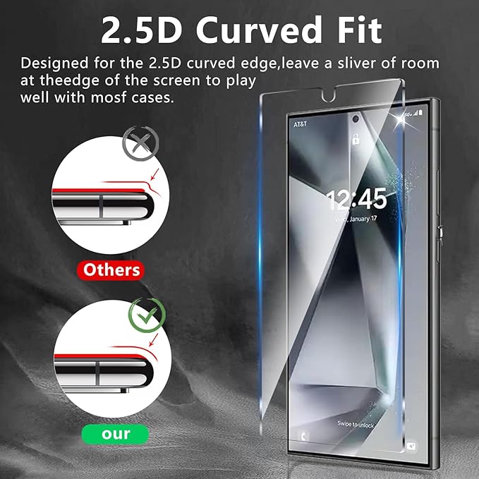 3 Pack Screen Protector Designed for Galaxy S25 Ultra with 3 Pack Tempered Glass Camera Lens Protector,Ultra HD Clear,9H Hardness,Easy Install - Case Friendly,Scratch Resistant