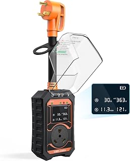 RV Surge Protector 30 Amp Smart RV Circuit Analyzer with LED Real-time Display Voltage Current KWH 10000 Joules Portable Waterproof RV Surge Protector for Camper Travel Trailer Rv Accessories - Image 1