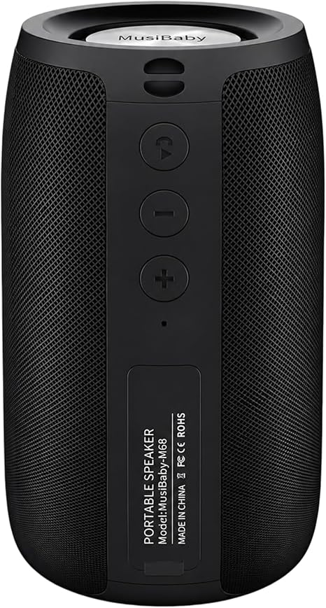 Musibaby M68 Bluetooth Speaker, Portable 12W Small Speaker, Black