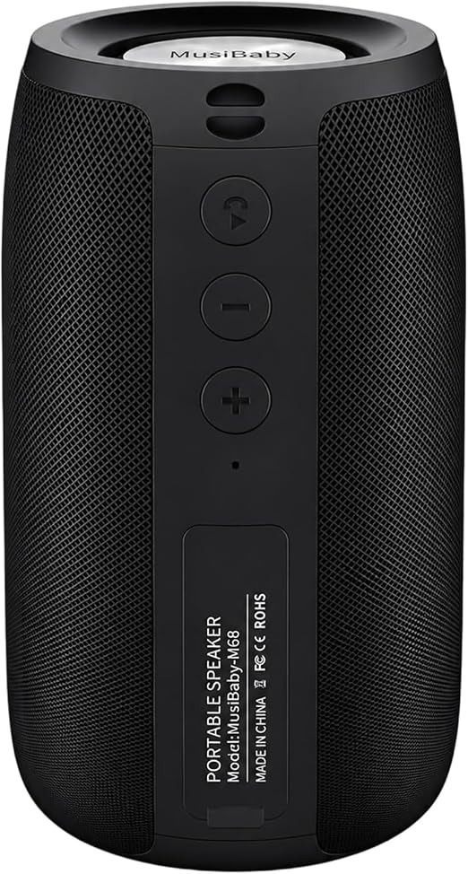 Musibaby M68 Bluetooth Speaker, Portable 12W Small Speaker, Black