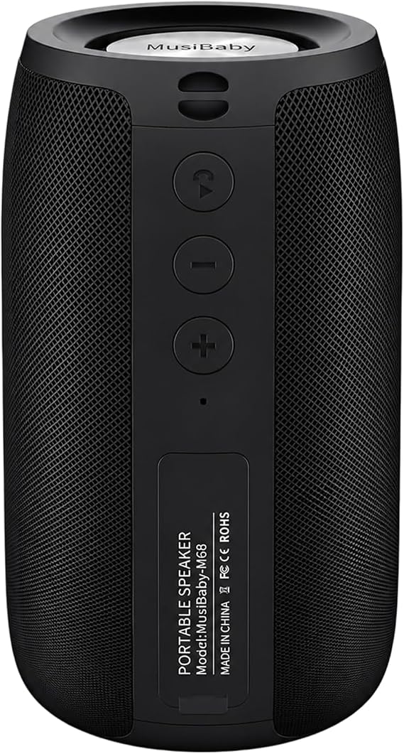Musibaby M68 Bluetooth Speaker, Portable 12W Small Speaker, Black