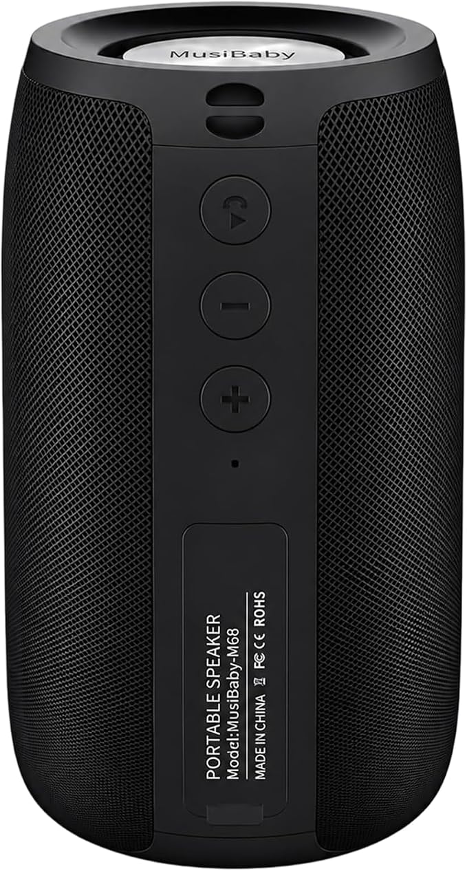 Musibaby M68 Bluetooth Speaker, Portable 12W Small Speaker, Black