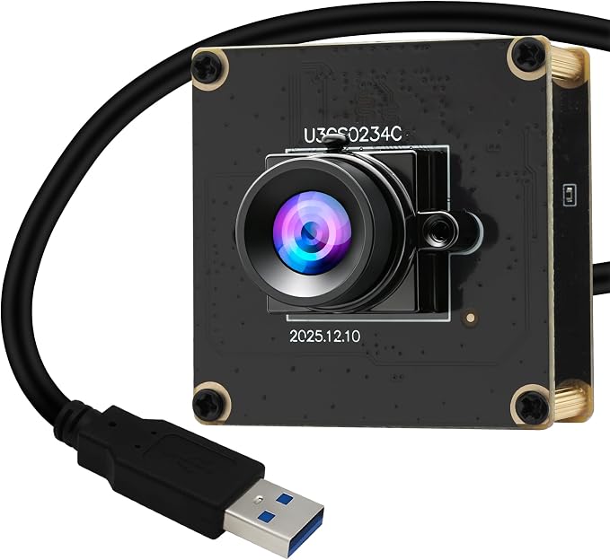 ELP High Speed 200FPS Global Shutter USB3.0 Camera Module Wide Angle 100° Webcam Board for Computer Mini UVC USB3.0/2.0 PC Camera Fast Frame 1200P 120fps Lightburn Cameras for Laser AR0234 Webcamera