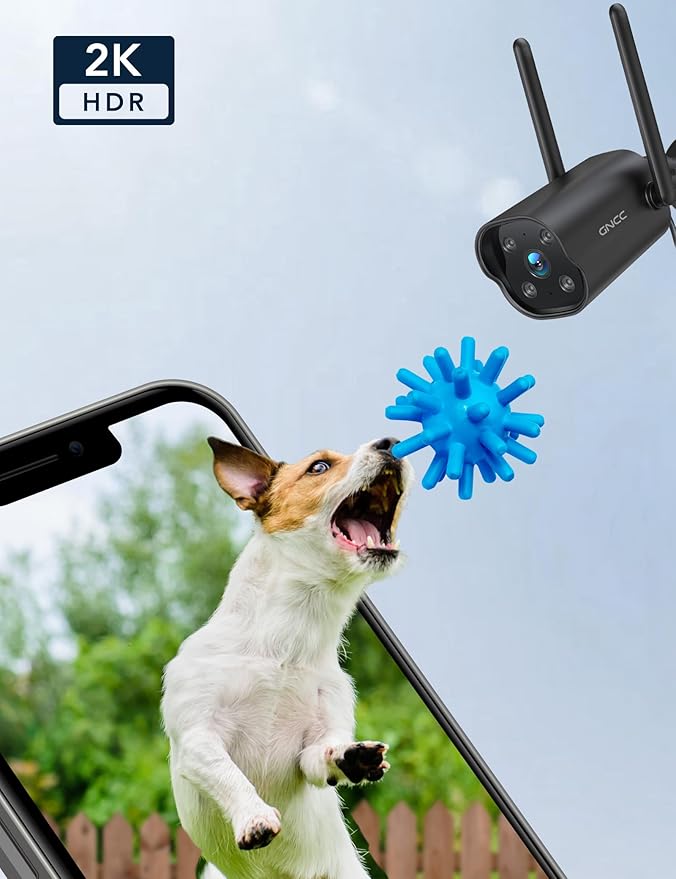 GNCC Security Camera Outdoor, 2K Cameras for Home Security, Color Night Vision, Motion Detection, 2-Way Audio, 24/7 Recording, Cloud & SD Card Storage, IP65 Waterproof, 2.4GHz WiFi (Black-1P)
