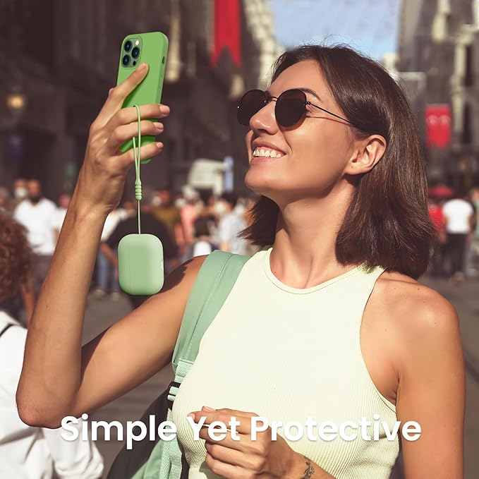 ORNARTO Compatible with AirPods Pro 2 Case 2022, Full Protective Hybrid Silicone for AirPods Pro 2nd Generation Case, Front LED Visible Skin Cover-Pistachio Green