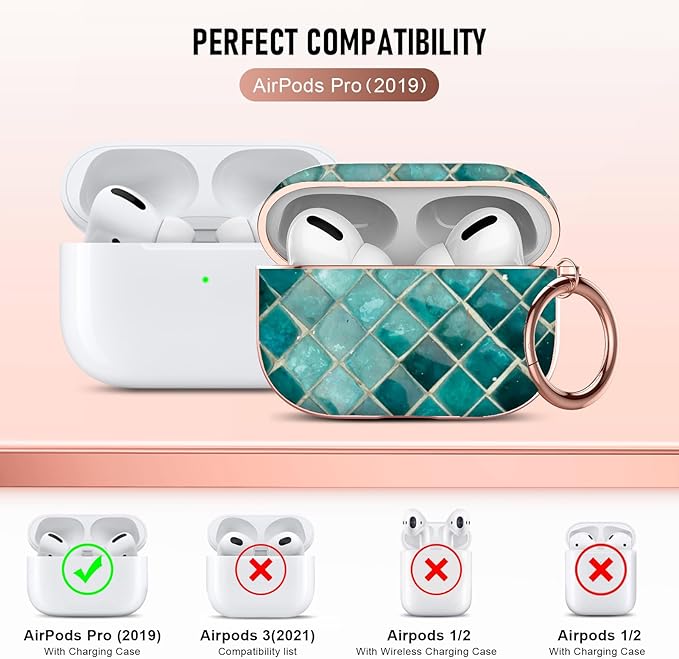 Maxjoy for AirPods Pro Case, Compatible with Apple AirPods Pro 2019 Charging Case,Dark Blue Square